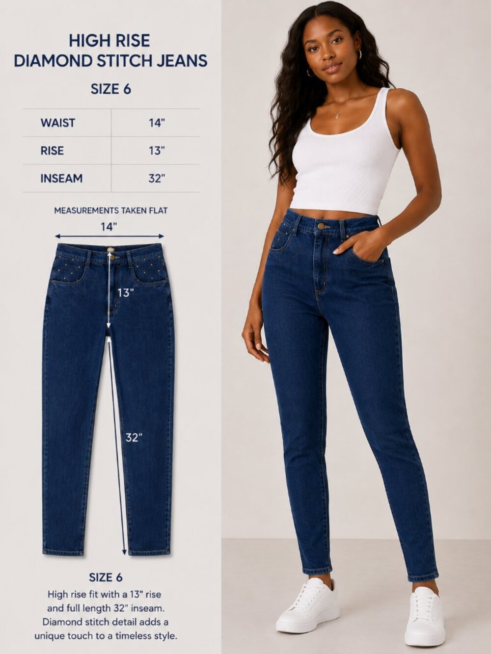 Vintage Cache Stud Quilted High Rise Denim Jeans